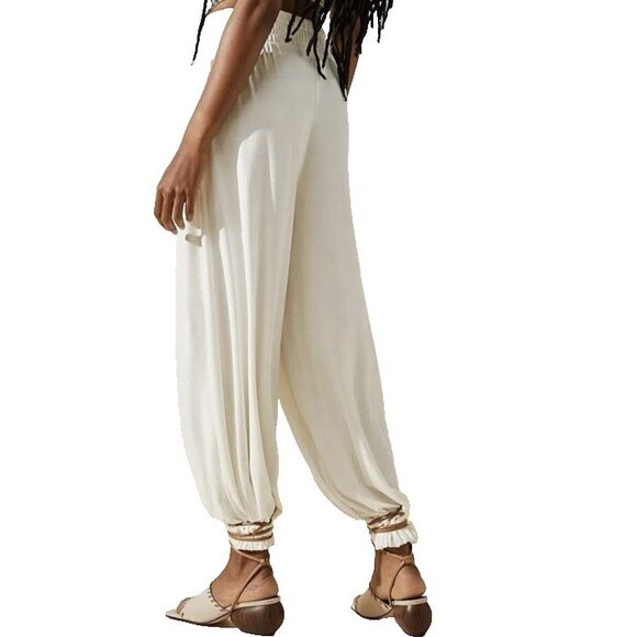 NWT Free People Beach Women's S Ali Balloon Pants High Waist Knit Off White NEW - Picture 2 of 5